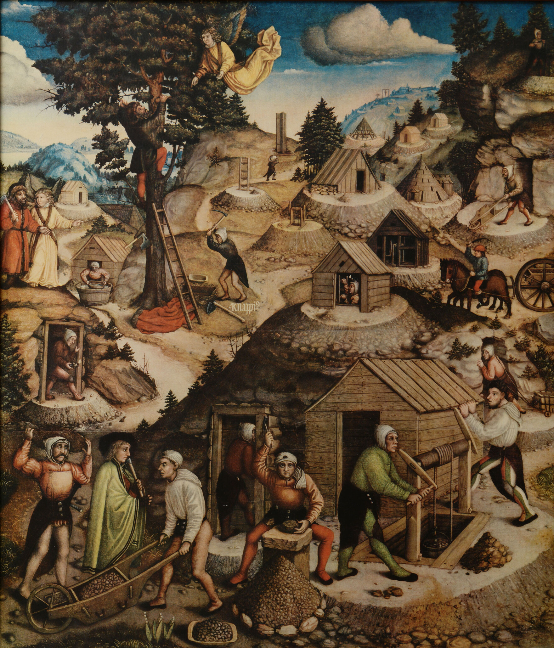 Rückseite des Annaberger Bergaltars mit Darstellung von mittelalterlichen Handwerkern